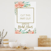 Perzik bloemige bruids douche fotohokje frame poster (Keuken)