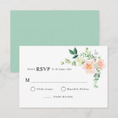 perzik bloemige groenbruiloft RSVP kaart (Voorkant / Achterkant)