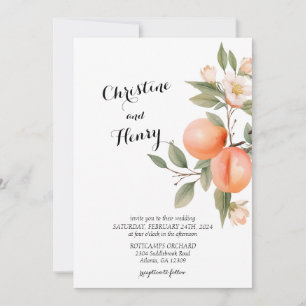 Perzik bloesem bruiloft uitnodiging