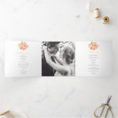 Perzik bloesem waterverf bruiloft Tri-Fold Program Drieluik Programma (Binnen)