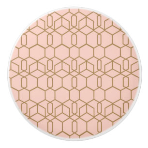 Perzik Blozen & Goud Moderne Boho Geometrische Gla Keramische Knop