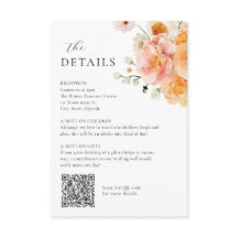 Perzik & Blush Bloemen Huwelijksdetails Kaart