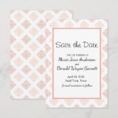 Perzik Blush Damask Save The Date (Voorkant / Achterkant)