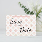 Perzik Blush Damast Save The Date (Staand voorkant)