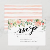 Perzik & Blush Flowers Wedding RSVP Kaart (Voorkant / Achterkant)