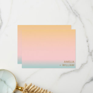 Perzik Blush Mint Ombre Koppel Namen Bruiloft Bedankkaart