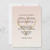 Perzik Blush Ombre Gouden Glitzy Hart Kaart (Voorkant)