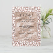 Perzik Blush Wit Luipaard Print Glitter Kaart (Staand voorkant)