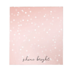 Perzik Blush Witte Bokeh Confetti Notitieblok