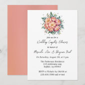 Perzik boeket met diamanten bruiloft koppels douch kaart (Voorkant / Achterkant)