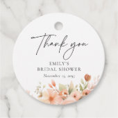 Perzik Boho Bloemachtige Bruiloftsborrel Bedankjes Labels (Voorkant)