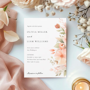 Perzik Boho Bloemen Bruiloft Kaart