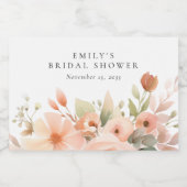 Perzik Boho Bloemige Bruiloft Feest Sparkling Wijnetiket (Enkel label)