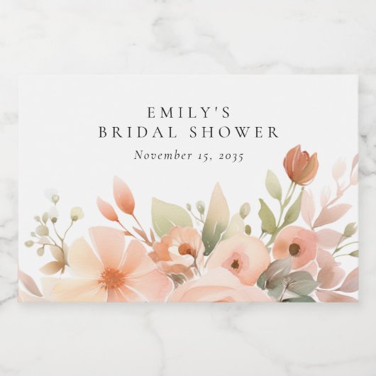 Perzik Boho Bloemrijke Bruiloft Feest Sparkling Wijnetiket (Enkel label)