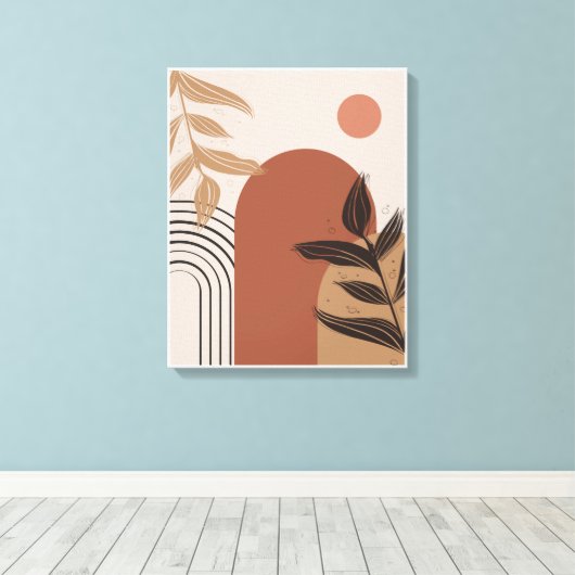 Perzik Boho Canvas Print (Insitu (Houten vloer))