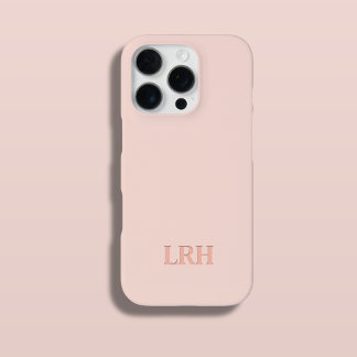 Perzik Boho Dubbele Laag Eenvoudige Initiële Monog iPhone 15 Hoesje