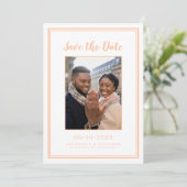 Perzik Bruiloft Verloving Afbeelding Moderne Foto Save The Date (Staand voorkant)