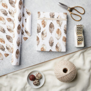 Perzik Bruine Crème Veren Verjaardag Cadeaupapier