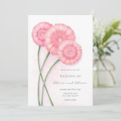 Perzik Chrysanthemum Bruiloft Kaart (Staand voorkant)