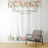 Perzik Crème Bloem Bruiloftsfotocabine Achtergrond Wandkleed (In situ)