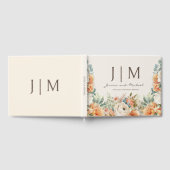 Perzik crème bloemen eucalyptus bruiloft gastenboek (Volledig)