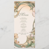 Perzik Crème Bloom bruiloft Menu (Voorkant)