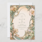 Perzik Crème Bloom bruiloft Save The Date (Voorkant)