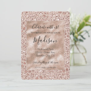 Perzik Crème Blush Luipaardprint Glitter Kaart