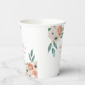  perzik crème Floral 75e geboortedag Papieren Bekers (Links)