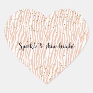 Perzik Crème Zebra Gold Confetti Sparkle Hart Sticker