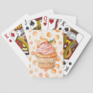Perzik Cupcake Whimsical Stippen   Pokerkaarten