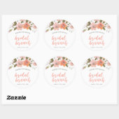 Perzik Delicate Bloemen Bruids Bunch Ronde Sticker (Vel)