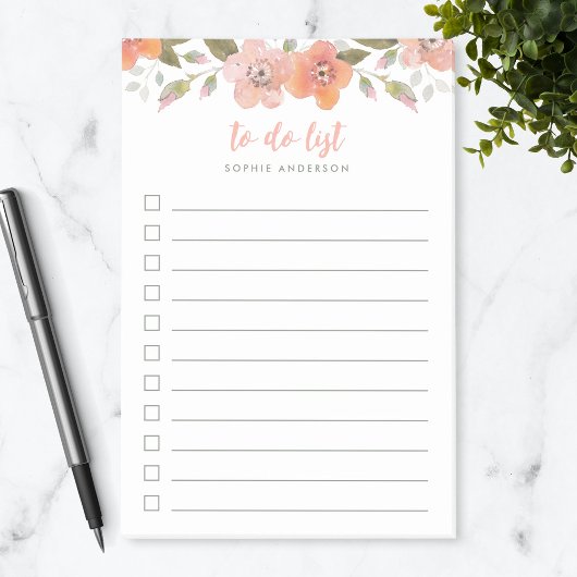 Perzik delicate bloemen te doen lijst post-it® notes