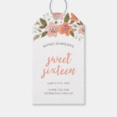 Perzik Delicate Bloemzoet 16 Verjaardag Cadeaulabel (Voorkant)