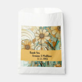 Perzik en Beige Bloemen Abstract Bedankzakje