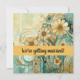 Perzik en Beige Bloemen Abstract Kaart