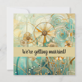 Perzik en Beige Bloemen Abstract Kaart