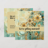 Perzik en Beige Bloemen Abstract Kaart (Voorkant / Achterkant)