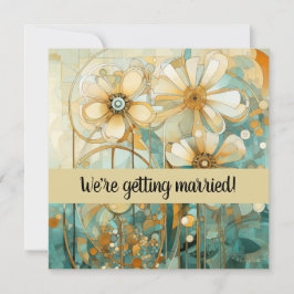 Perzik en Beige Bloemen Abstract Kaart