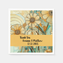 Perzik en Beige Bloemen Abstract Servet