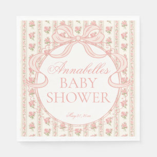 Perzik en Beige Fantasie Bloemige Baby Shower Dess Servet