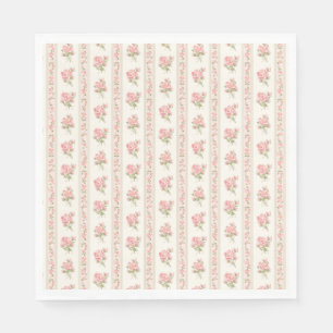 Perzik en Beige Vintage Fantasie Bloemrijke Feest Servet
