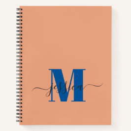 Perzik en Blauw Gepersonaliseerd Monogram Notitieb Notitieboek