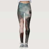 Perzik en Blauw Marmer Abstract Leggings (Voorkant)