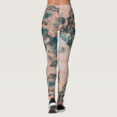 Perzik en Blauw Marmer Abstract Leggings (Achterkant)