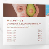 Perzik en blauwe tropische drievoudige brochure drieluik kaart (Binnenzijde eerst)