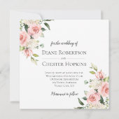 Perzik en Blush Bloemen Lijst Bruiloft Uitnodiging (Achterkant)