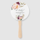 Perzik en Bourgogne Floral Baby shower Handwaaier (Voorkant)
