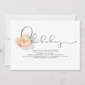 Perzik en Crème Bloemrijke Script Baby Shower Kaart (Voorkant)