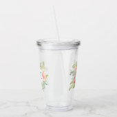 Perzik en Crème Waterverf Bloemen met Monogram Acryl Drinkbeker (Links)